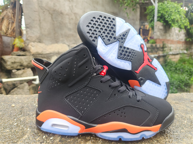 Men's Running Weapon Air Jordan 6 Black/Orange Shoes 082